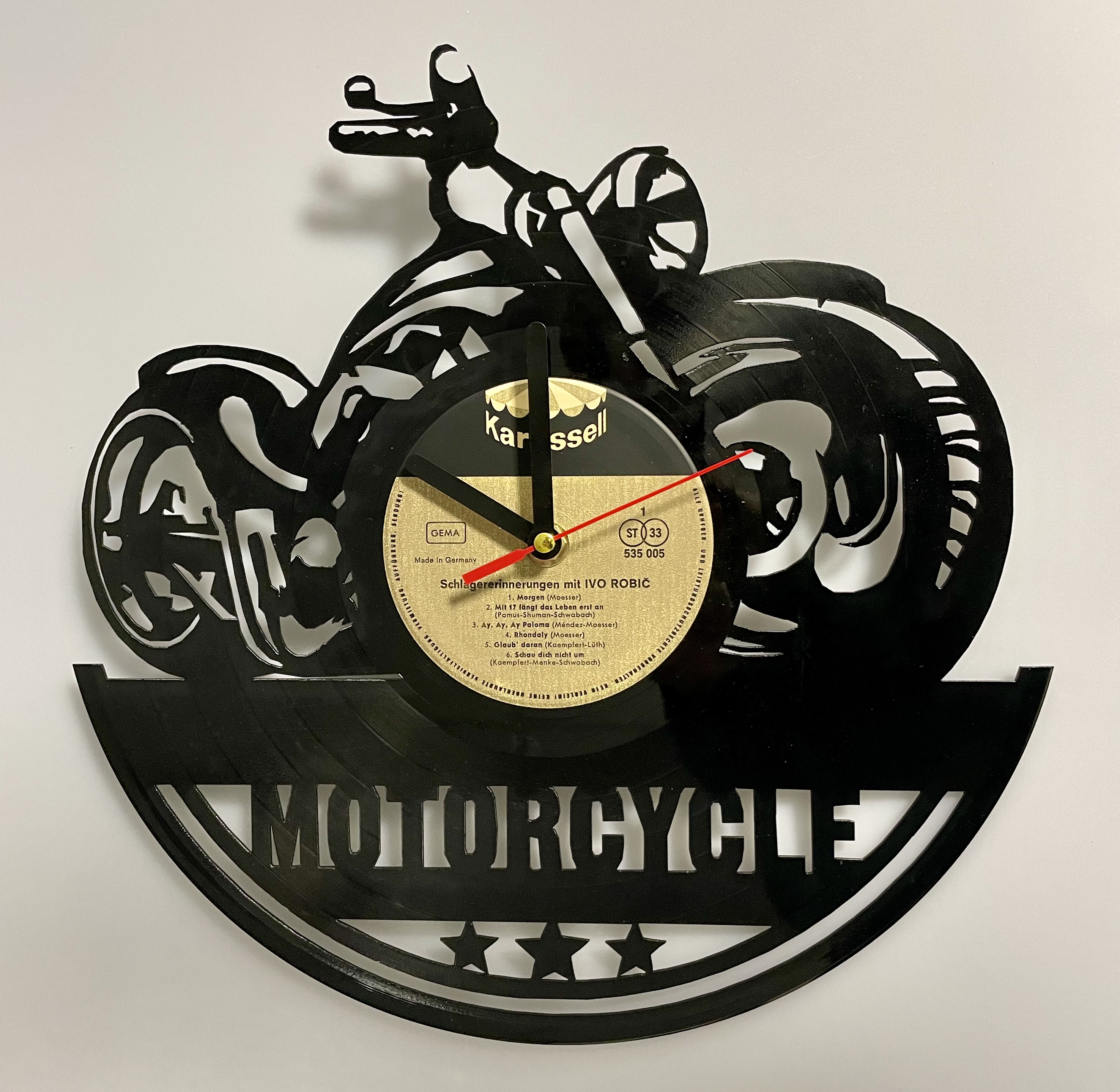 Wanduhr mit DKW Motorradmotiv - auch als Funkuhr