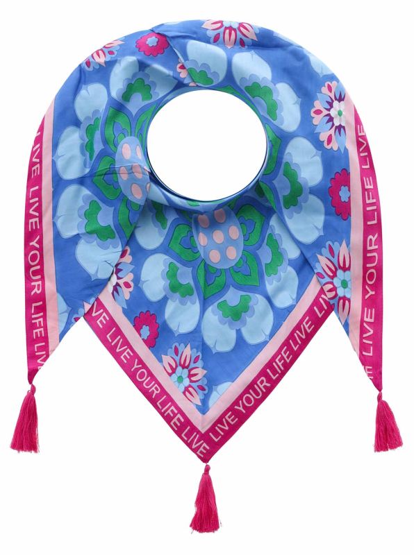 Dreieckstuch blau-pink Live your Life