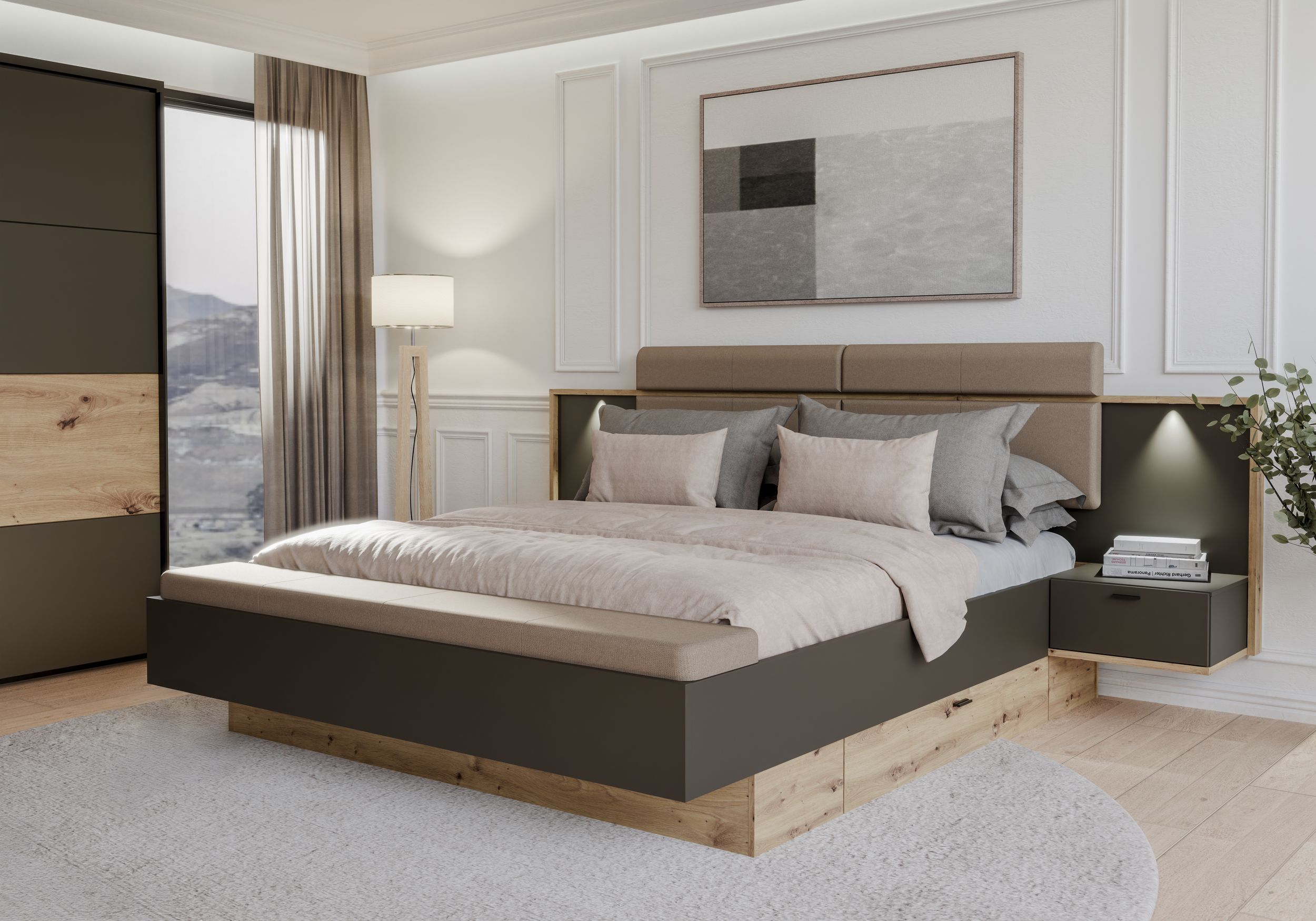 Bettgestell mit 2 Nachtkommoden 8060000358