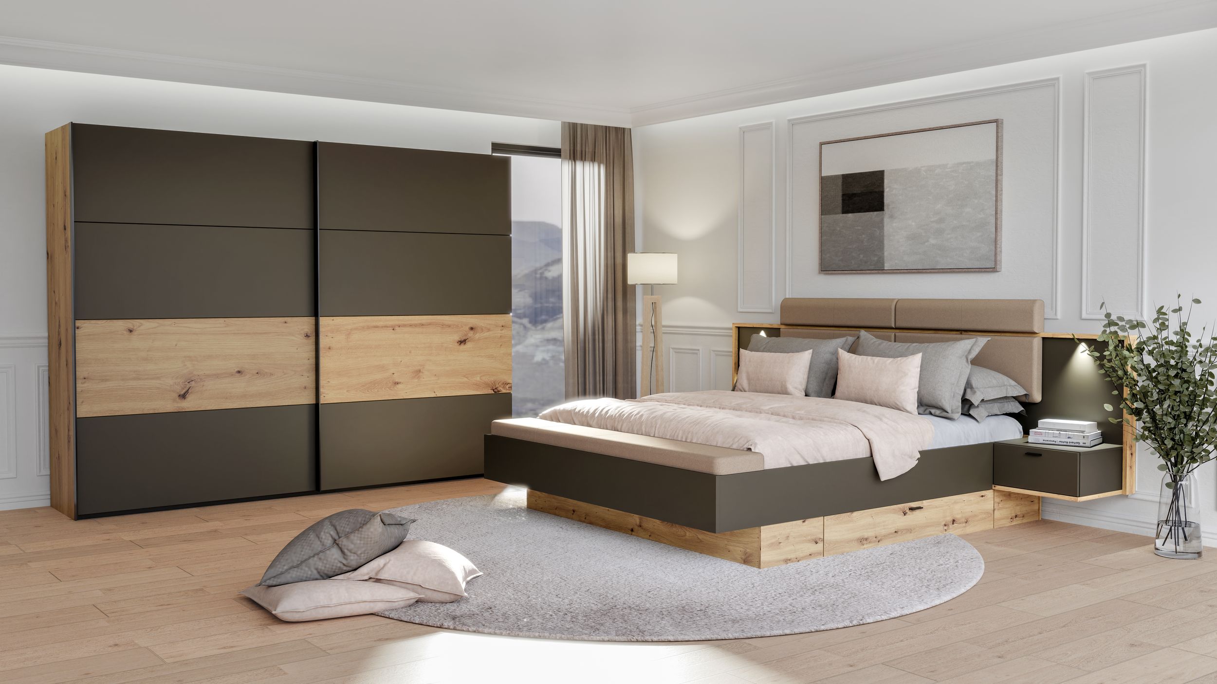 Bettgestell mit 2 Nachtkommoden 8060000358