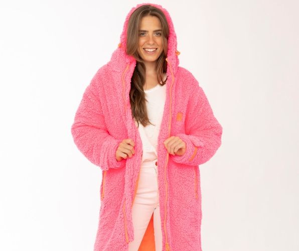 Lange Oversize-Windjacke in Pink von Zwillingsherz