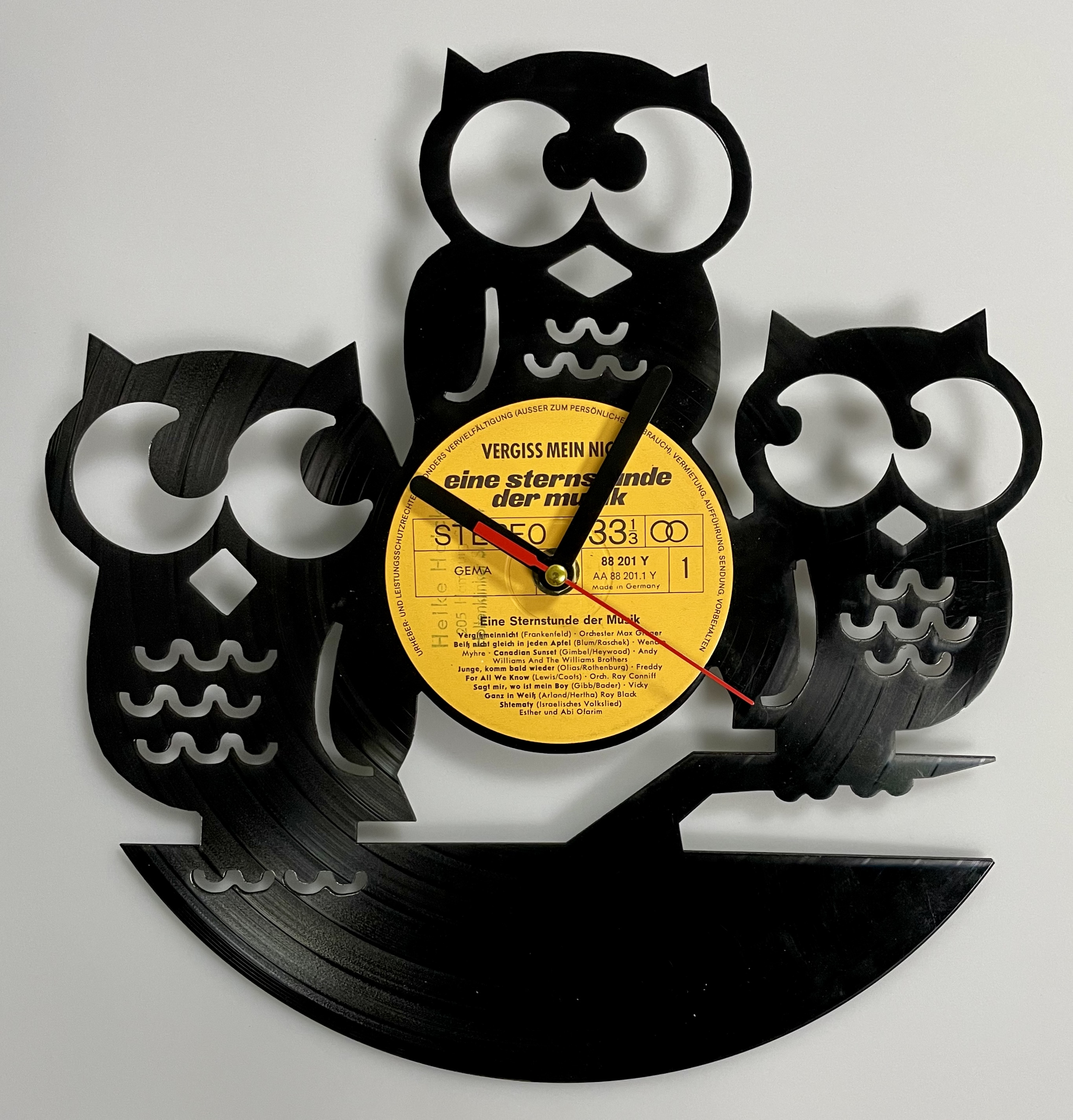 Wanduhr TREE OWLS VINYL [fabb37 LASER]