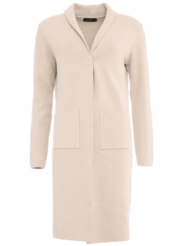 Lange Strickjacke in Creme