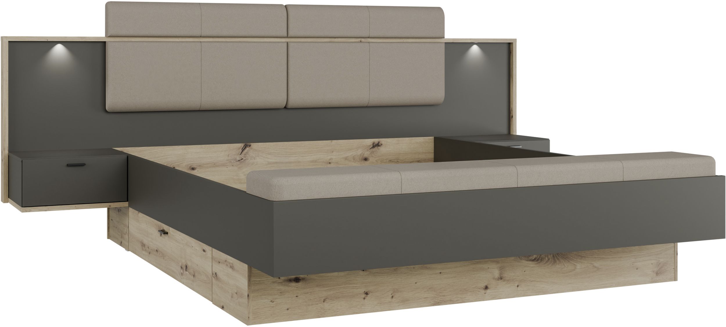 Bettgestell mit 2 Nachtkommoden 8060000358